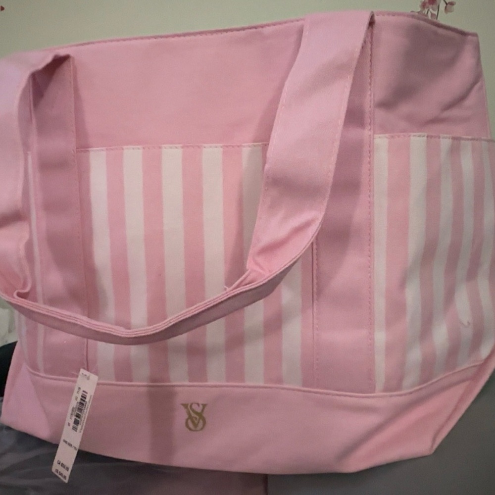 Victoria's Secret Pink Striped Tote Bag